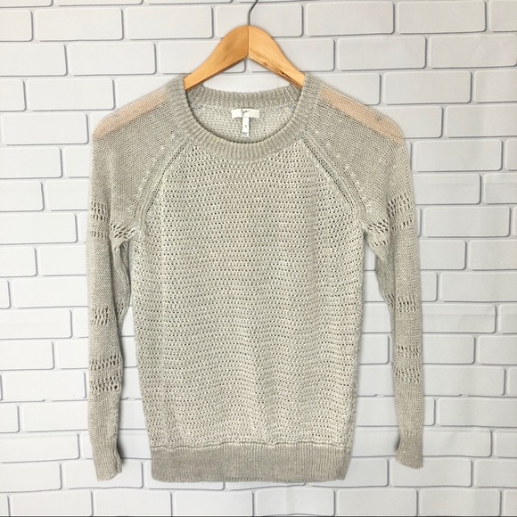 Joie Sweaters - Joie Linen Beige Open Knit Long Sleeve Sweater Top